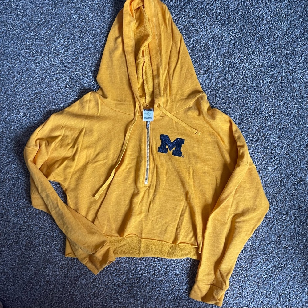 VS PINK U OF M CROPPED HOODIE